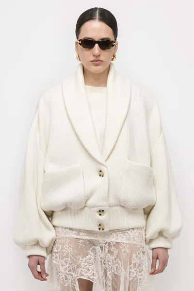 Arakii Knitted Bomber In White