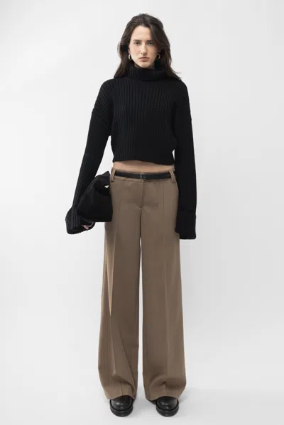 Arakii Knitted Cropped Polo In Black