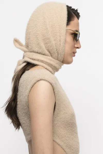 Arakii Knitted Head Scarf In Sand