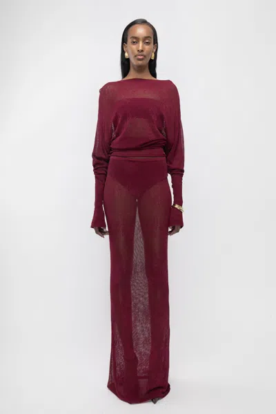 Arakii Knitted Lace Long Sleeve In Burgundy