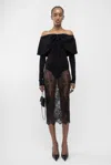 Arakii Lace Midi Skirt In Black