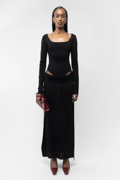 Arakii Long Sleeve Cut Out Dress In Black
