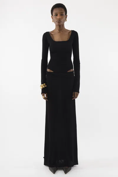 Arakii Long Sleeve Cut Out Dress In Black
