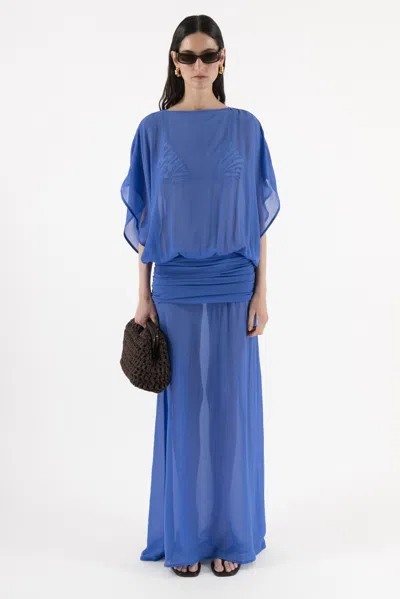 Arakii Low Waist Silk Dress In Blue