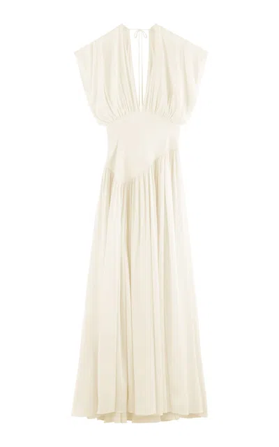 Arakii Maxi Silk-blend Maxi Dress Exclusive In White