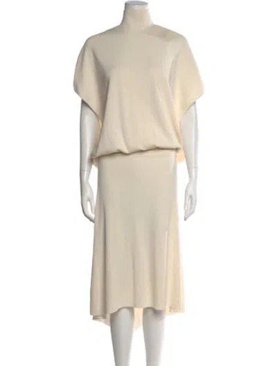 Pre-owned Arakii Mock Neck Midi Length Dress W/ Tags In Neutral