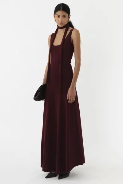 Arakii Moment Scarf Flared Dress In Red
