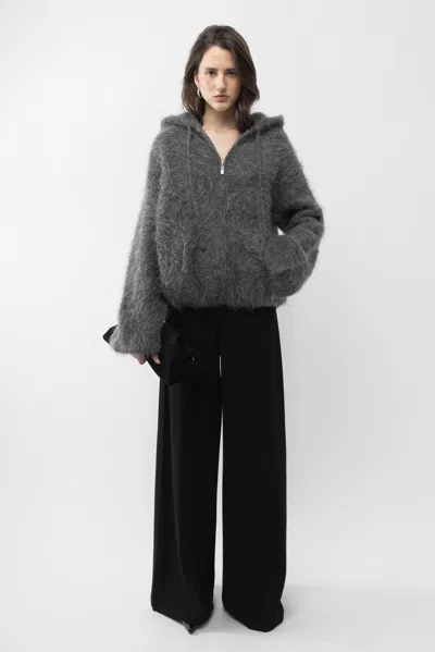 Arakii Oversize Knitted Hoodie In Gray