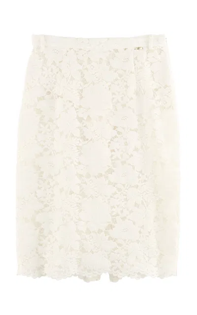 Arakii Pencil Velvet Lace Mini Skirt Exclusive In White