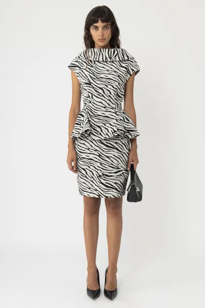 Arakii Peplum Boat Neck Top In Zebra