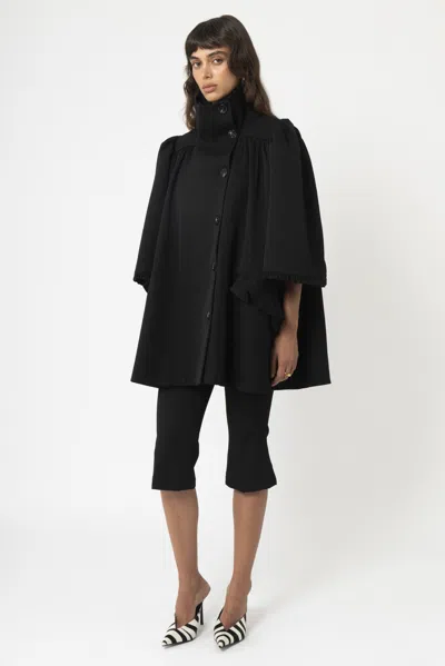 Arakii Pleated Frill Trench Coat In Black