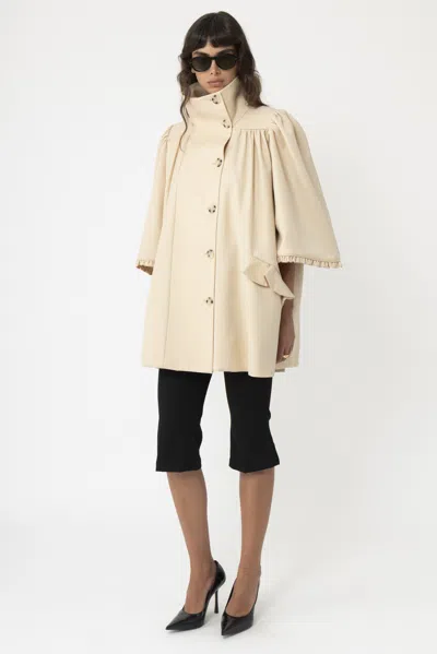 Arakii Pleated Frill Trench Coat In Sand