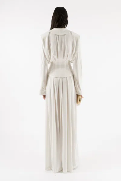 Arakii Pleated Silk Pants In White