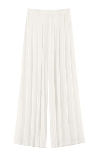 Arakii Pleated Silk-blend Wide-leg Pants Exclusive In White