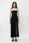 Arakii Pleated Slit Dress In Black