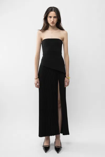 Arakii Pleated Slit Dress In Black