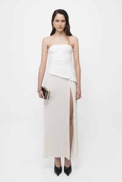 Arakii Pleated Slit Dress In White