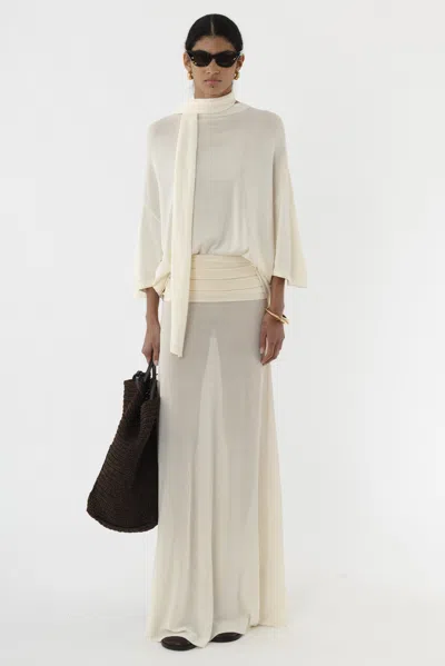 Arakii Pleated Waist Skirt In White