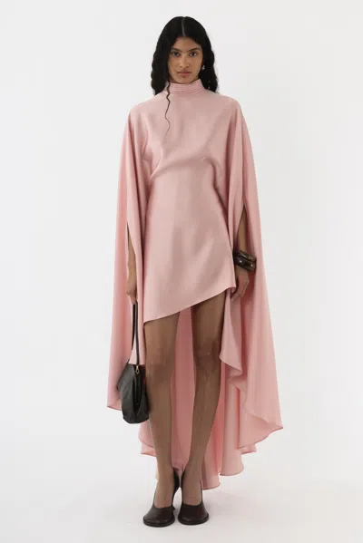 Arakii Poncho Turtleneck Maxi Dress In Pink
