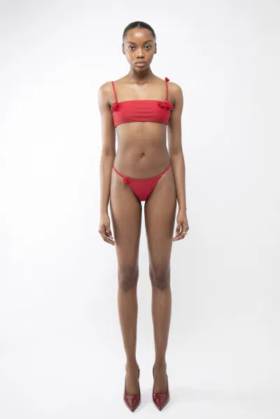 Arakii Rose Bikini Top In Red
