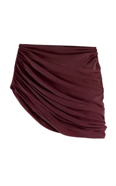 Arakii Ruched Draped Poncho Exclusive In Burgundy