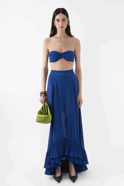 Arakii Ruffle Maxi Skirt In Blue