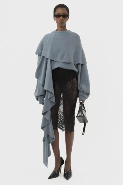 Arakii Ruffled Knit Scarf In Gray