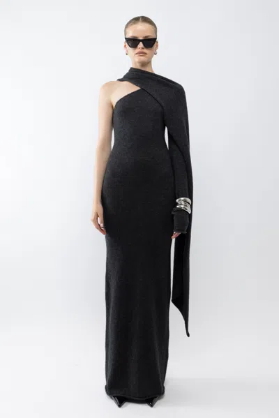 Arakii Scarf Draped Maxi Dress In Gray
