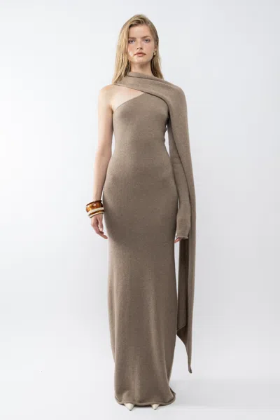Arakii Scarf Draped Maxi Dress In Gray