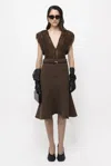 Arakii Sculptured Midi Skirt In Brown