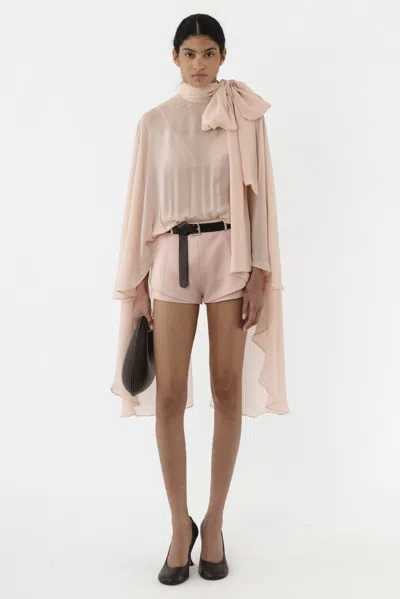 Arakii Sheer Cape Playsuit In Pink