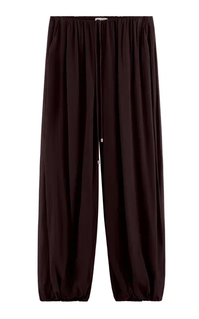 Arakii Sheer Ruched Wide-leg Pants Exclusive In Burgundy
