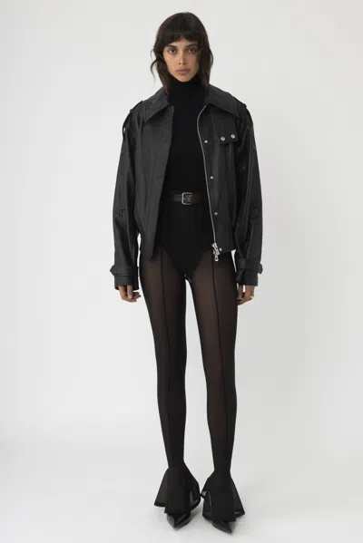 Arakii Sheer Ruffle Tights In Black