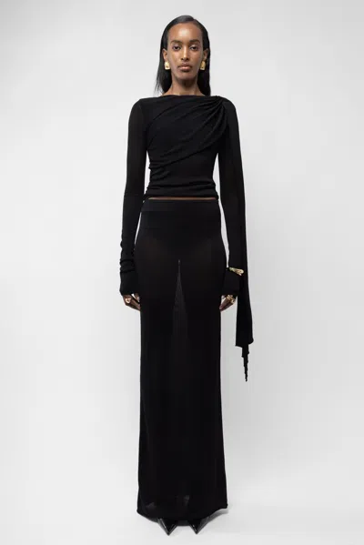 Arakii Slanted Long Sleeve Top In Black
