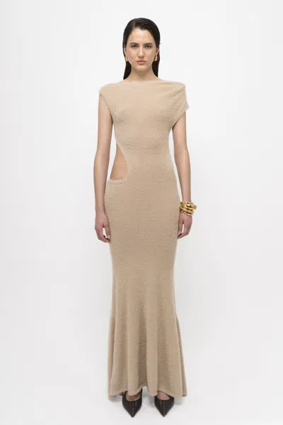 Arakii Sleek Back Knit Dress In Sand