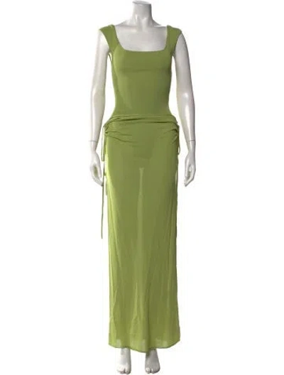 Pre-owned Arakii Square Neckline Long Dress In Green