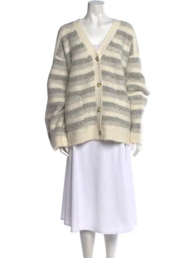 Pre-owned Arakii Striped V-neck Sweater In Neutrals