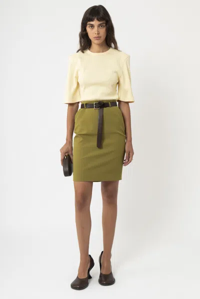 Arakii Structured Shoulder T-shirt In Waxed Paper Yellow
