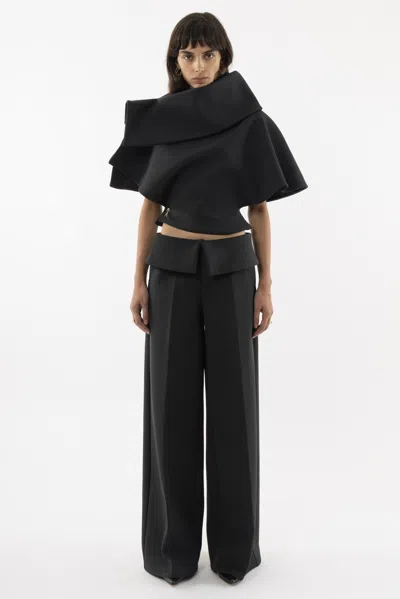 Arakii Structured Wool Pants In Gray