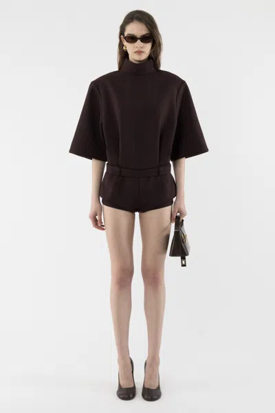Arakii Tailored Boxy Playsuit In Burgundy