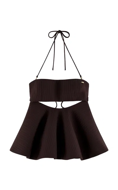 Arakii Tailored Peplum Bandeau Top Exclusive In Brown