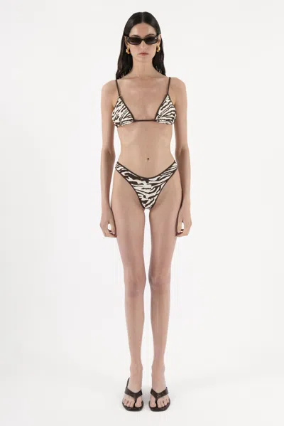 Arakii Triangle Bikini Top In Brown Zebra