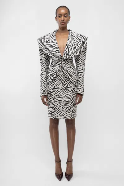 Arakii Twin Collar Blazer In Animal Print