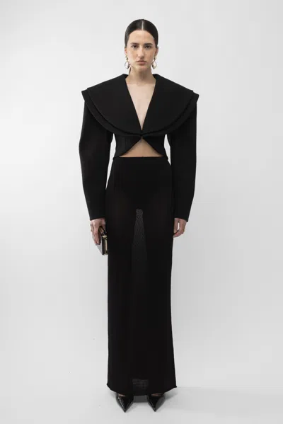 Arakii Twin Collar Cropped Blazer In Black