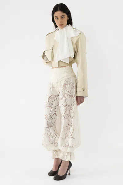 Arakii Velvet Lace Balloon Pants In White