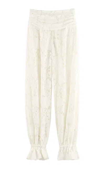 Arakii Velvet Lace Wide-leg Pants Exclusive In Neutral