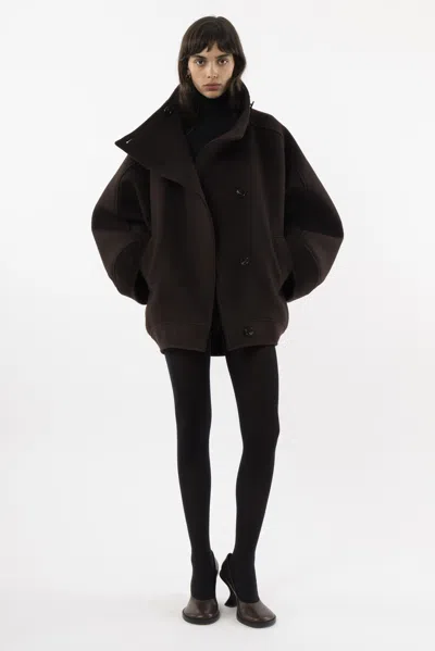 Arakii Voluminous Wool Jacket In Brown