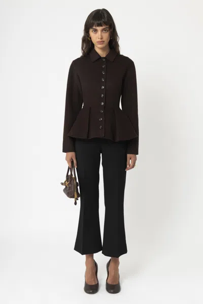Arakii Wool Peplum Jacket In Dark Brown
