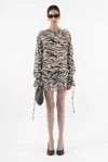 Arakii Zebra Silk Dress In Black