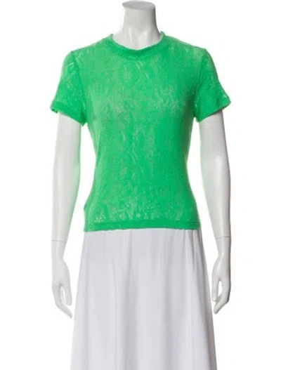 Pre-owned Araks Lace Pattern Crew Neck Top In Green